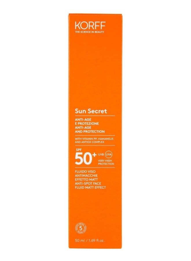 Korff Sun Secret Anti Age Protection Anti Spot Face Fluid SPF 50 Plus 100ml Broad Spectrum UVA UVB Sunscreen Lightweight Daily Facial Care Helps Protect Skin Smooth Tone Hydrate, Reduce Signs of Aging - Image 2